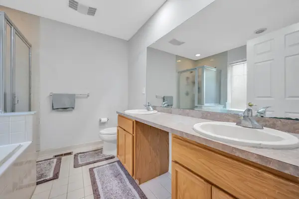 Primary bath with double vanity and soaking tub